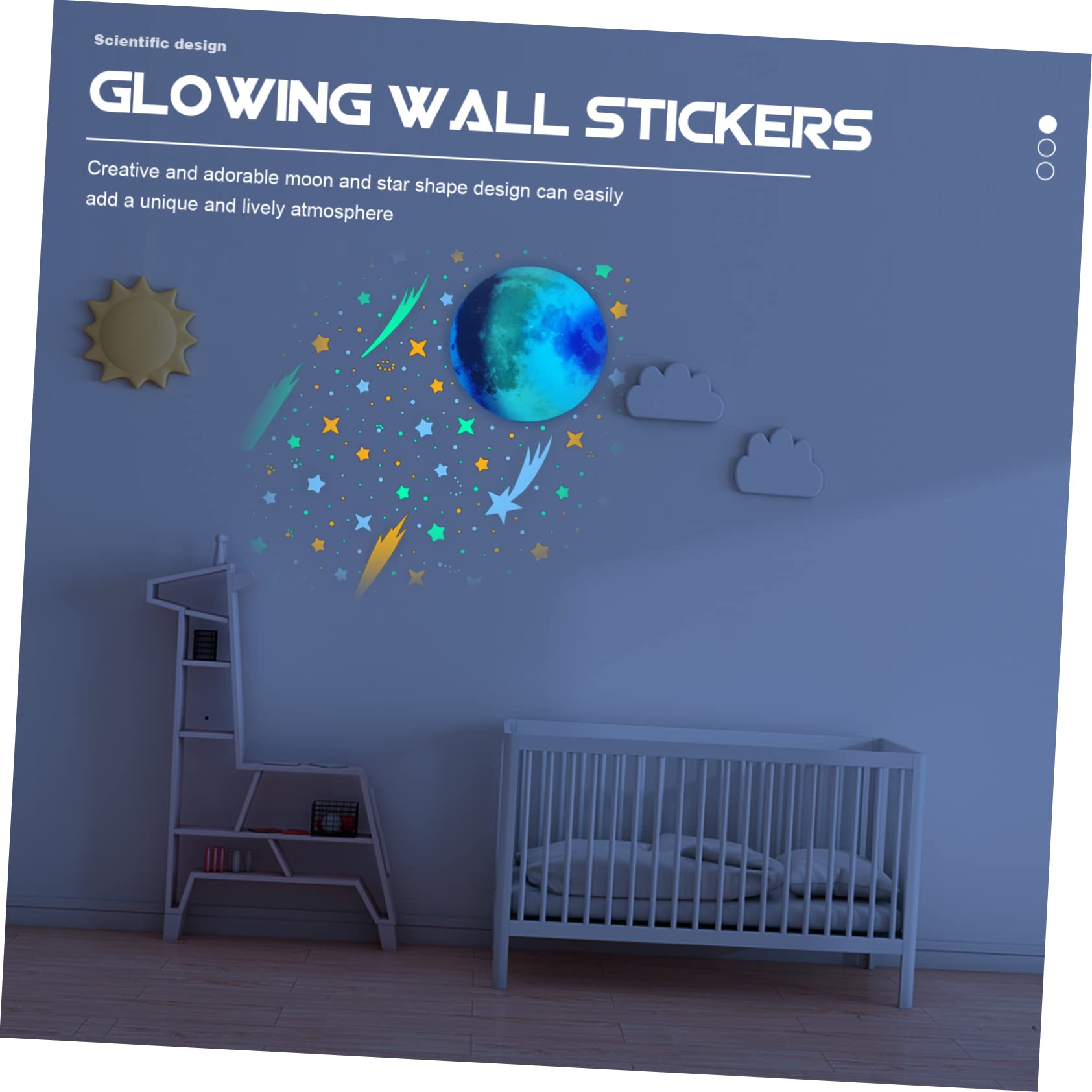 ifundom 3ensembles Autocollants Muraux Lumineux Forme De Lune Et Étoiles Pour Chambre Et Salle De Bébés Décorations Phosphorescentes Pour Ambiance Nocturne