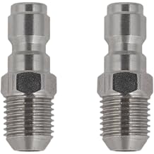 2-Pack Stainless Steel Pressure Washer Quick Connect Coupler, 1/4 Inch Male NPT to 1/4 Inch Quick Disconnect Plug Adapter, Max 5000 PSI