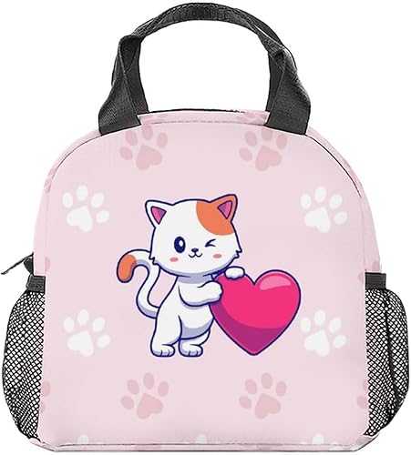 Lonchera para gatos para niños, pequeñas bolsas de almuerzo aisladas, bonita lonchera reutilizable para mujeres, bolsas de almuerzo congelables