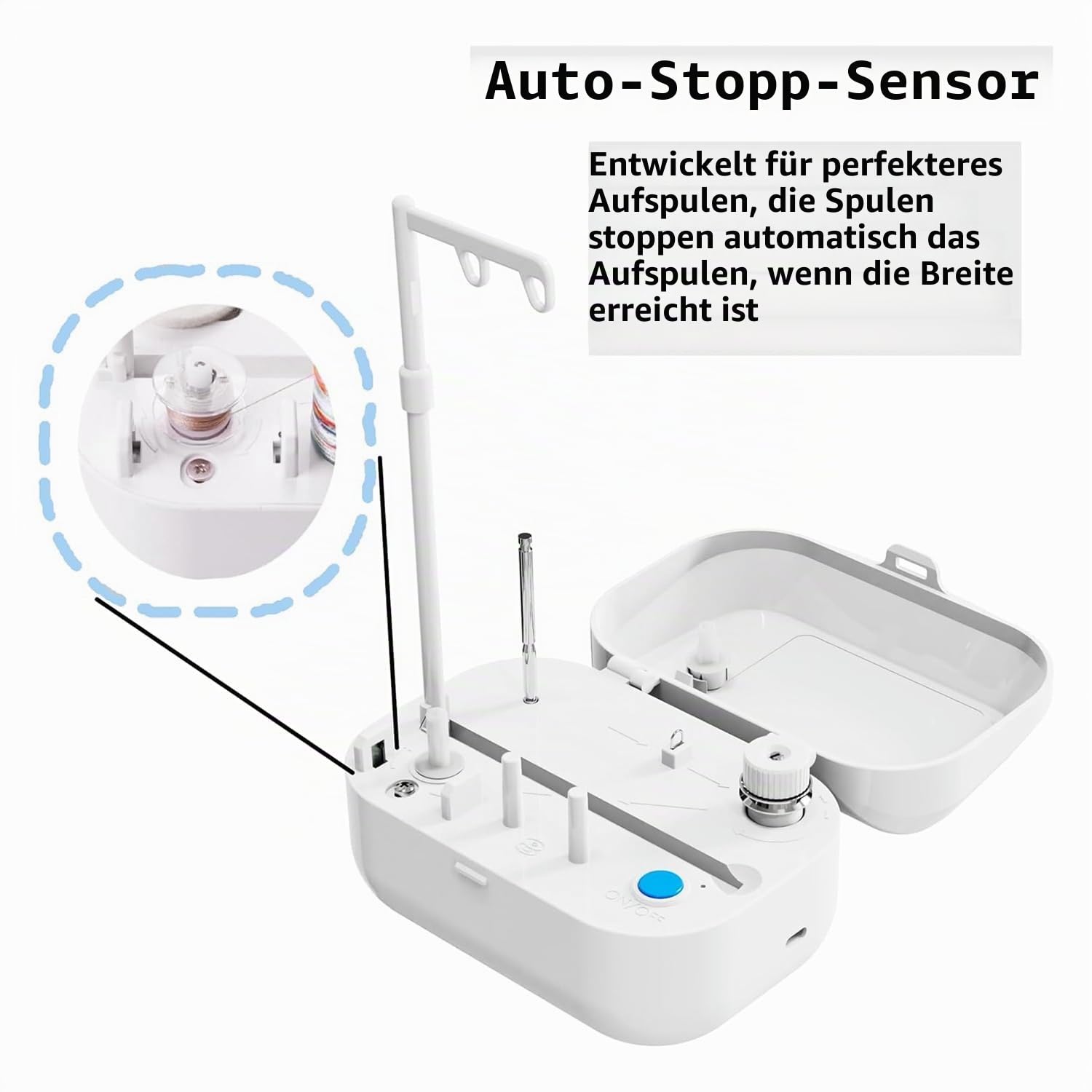 Automatischer Spulenwickler, weiß, mit automatischem Stöpsel für Nähmaschine, 1 Stück