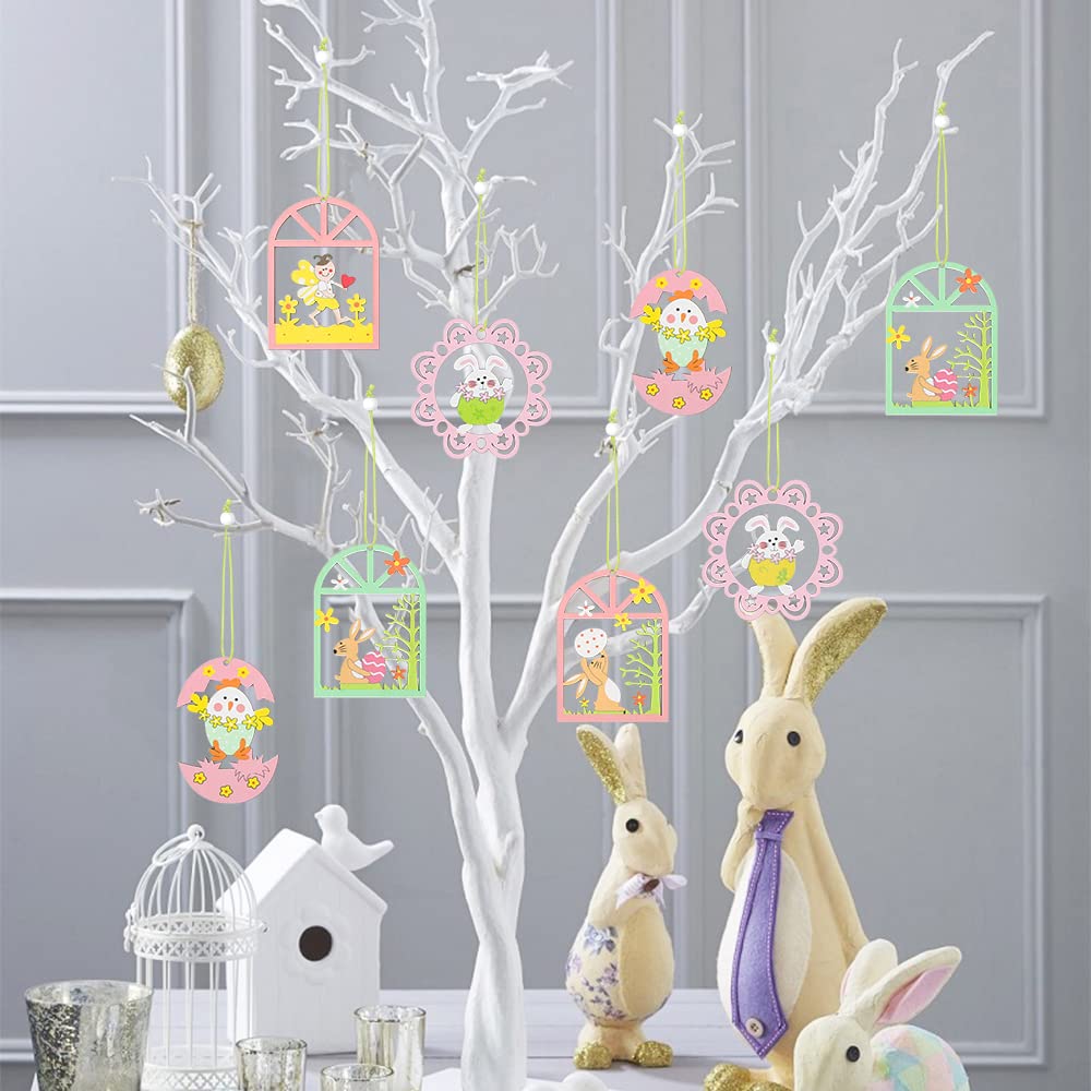 10 STKS Kids DIY Pasen Haning Hangers Houten Geschilderd Hangbord Pasen Deur Muur Opknoping kopen vanaf een prijs van 7.5