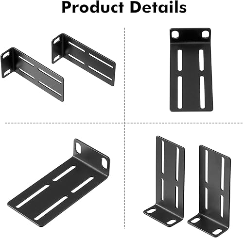 Miniatura 3 de MokerLink Oreja de montaje en rack ajustable para interruptores de 17,3 pulgadas, compatible con conmutador de red HPHPEProCurveArubaOfficeConnect