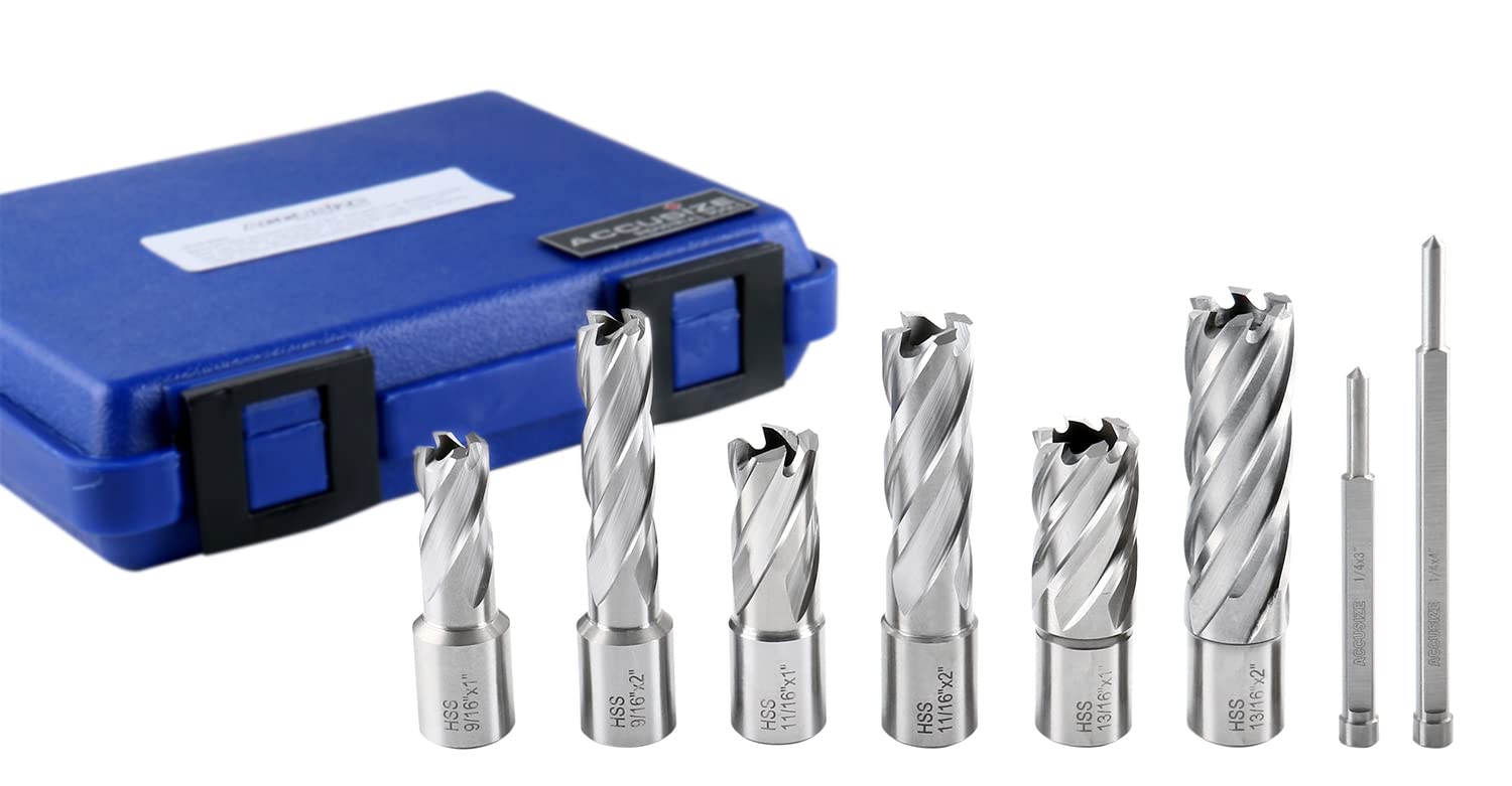 Accusize Industrial Tools - Juego de cortadores anulares métricos y pulgadas