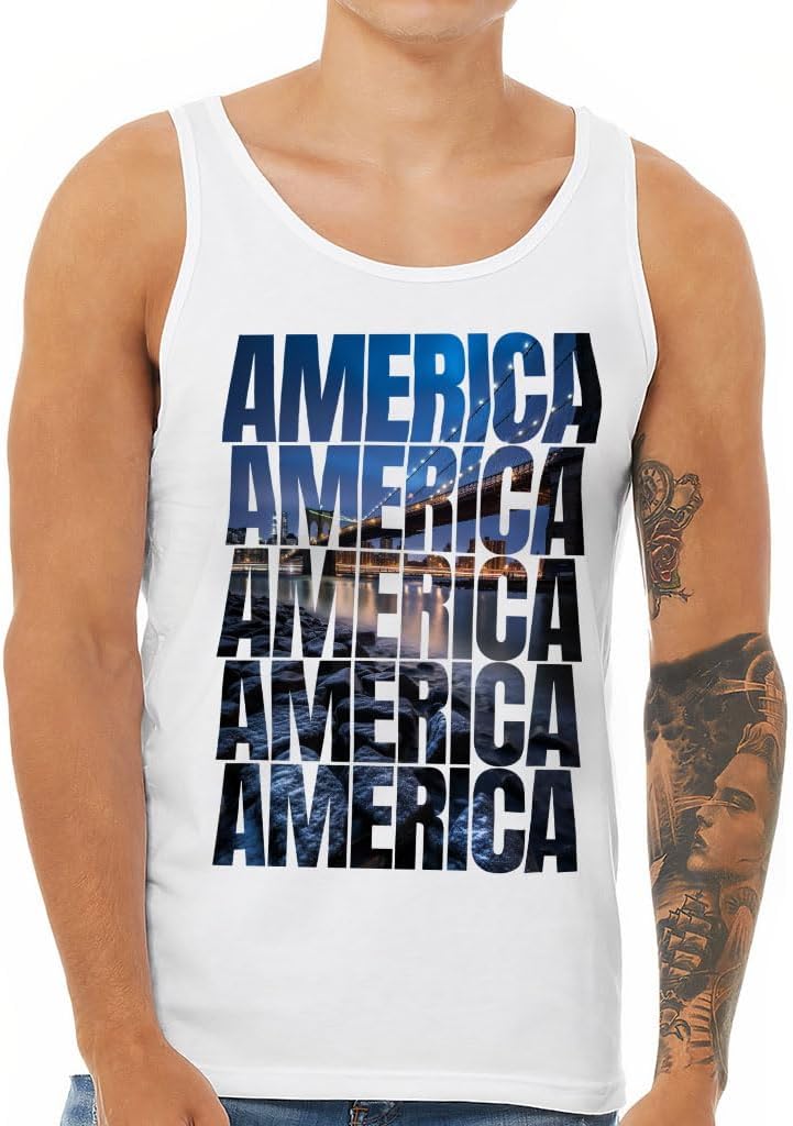 America Tank - Brooklyn Bridge Workout Tank - New York Jersey Tank