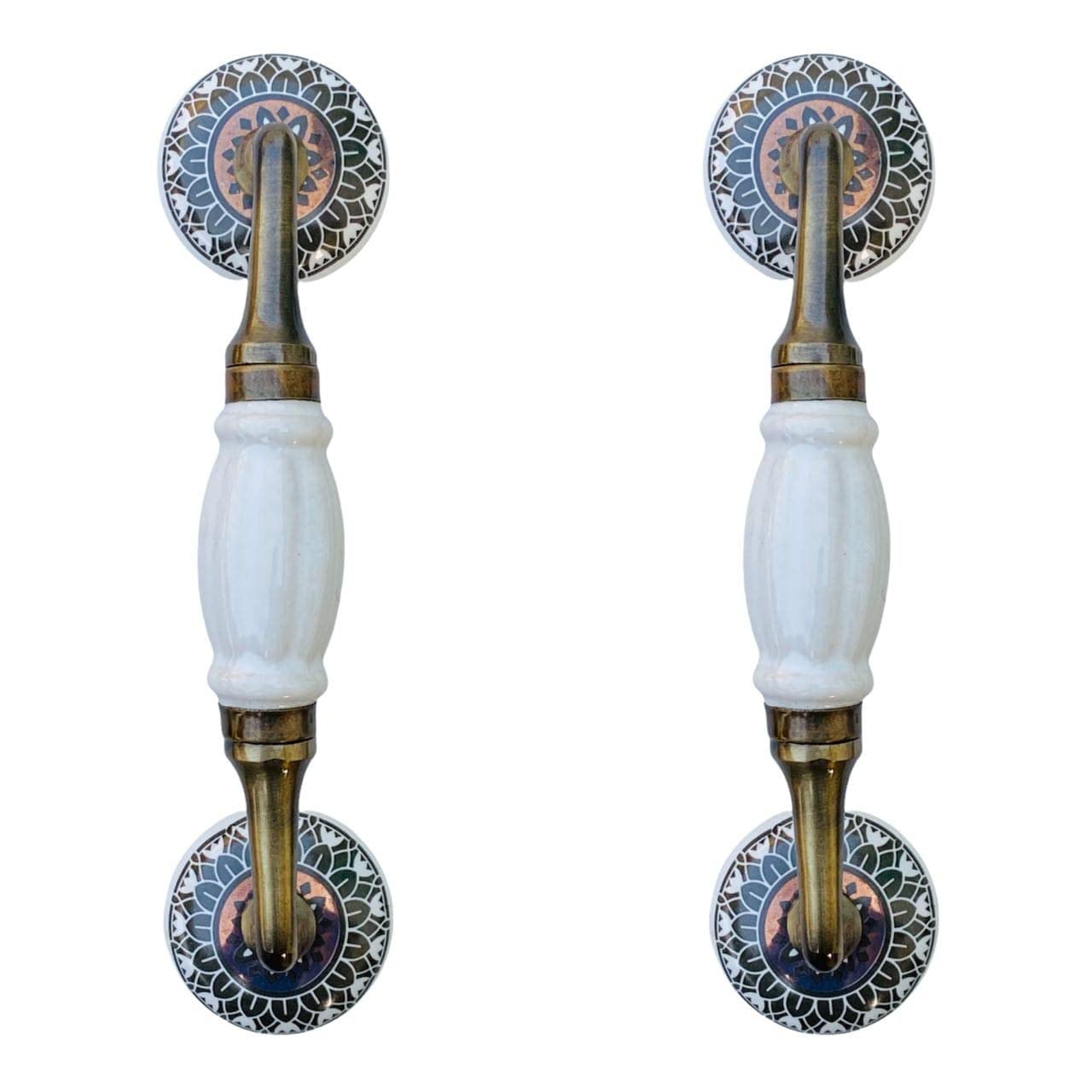 Maison Belle Ceramic Door Handle Gold Antique Finish - (Size 7 Inch, White Golden Design 3) - Hole to Hole 5 INCH (Pack of 1) (B09KM44BWZ) Amazon Price History, Amazon Price Tracker