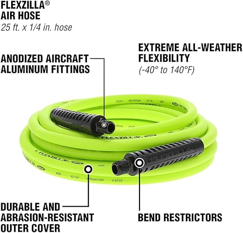 Miniatura 2 de Flexzilla - Manguera de aire, 3/8 pulgadas x 6,1 metros, conexiones MNPT de 3/8 pulgadas, resistente, ligera, híbrida, ZillaGreen - HFZ1425YW2