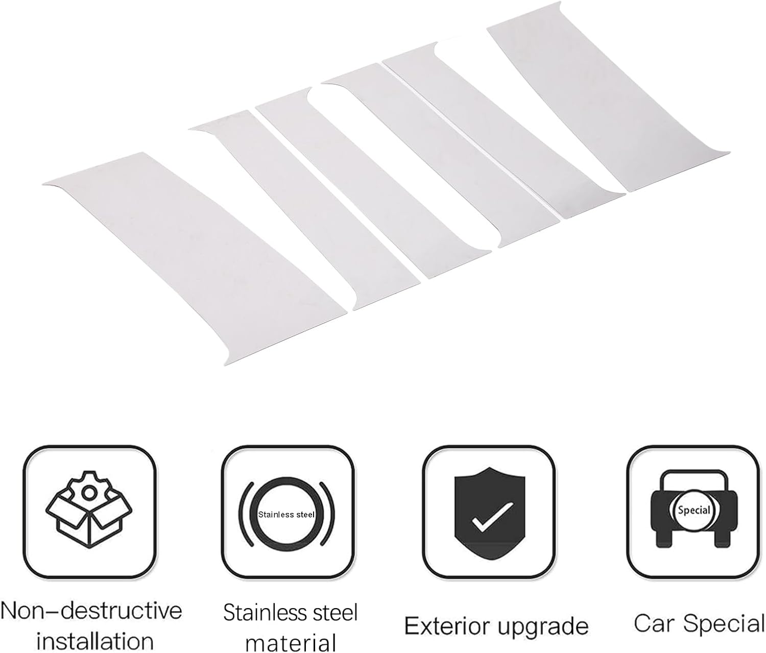 PIUGILH Bright Silver B Pillar Trim Cover Compatible with Hummer H2 2003-2009 Accessories, 4 Door Center Window Pillar Post Panel Covers, 6Pcs
