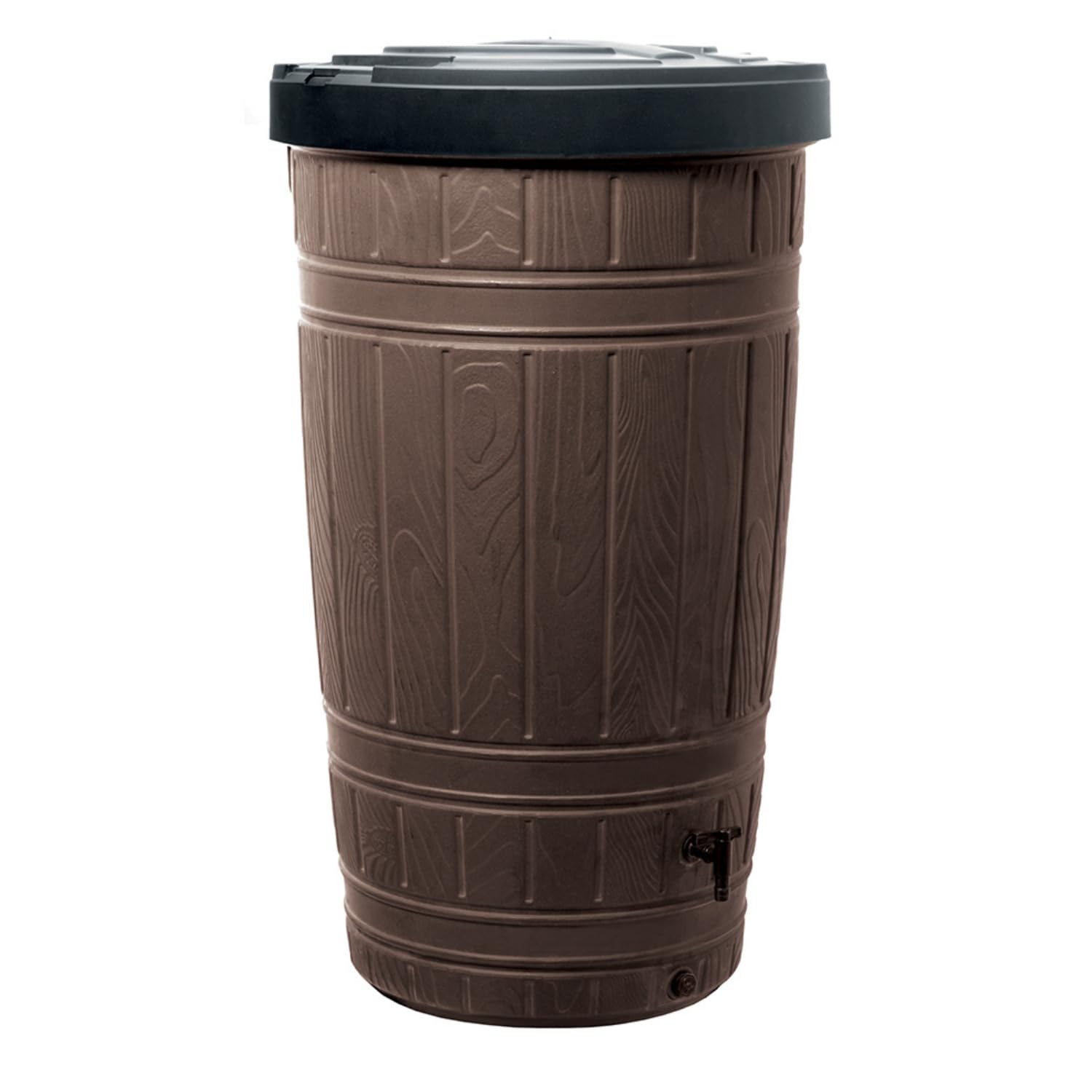 Woodcan rainwater tank Plastic Water Butt Container wood look barrel 265L Storage Garden Irrigation (Brown)