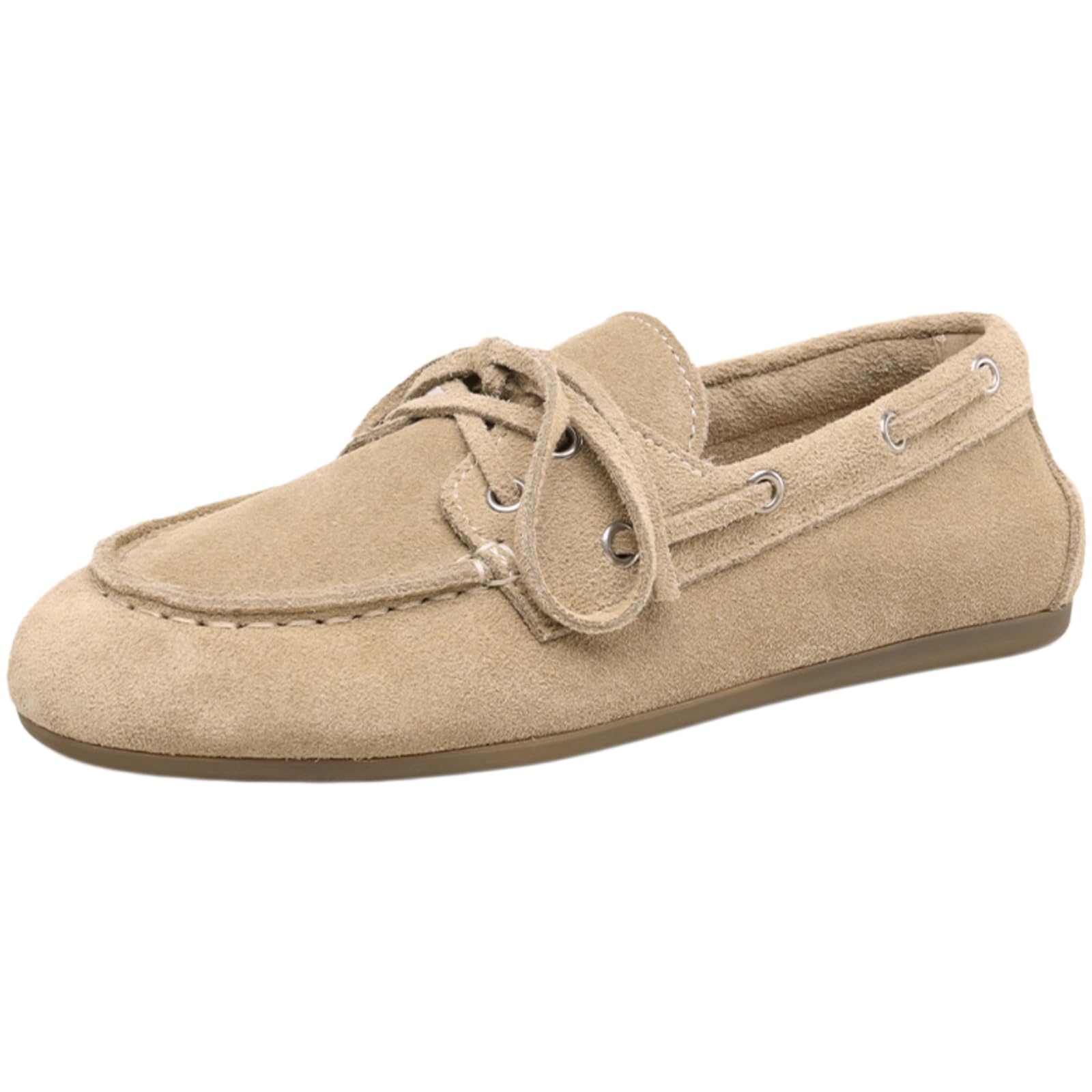 Mocassins en daim beige taille 37 pour femme - Chaussures de bateau chics