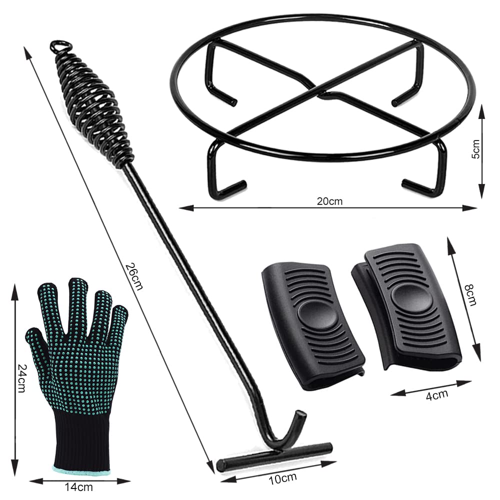 Deckelheber Dutch Oven Griffhaken, 26CM Dutch Haken, Feuertopf Deckelheber, Dutch Untersetzer, Ständer, Untergestell Dutch Oven Zubehör Set
