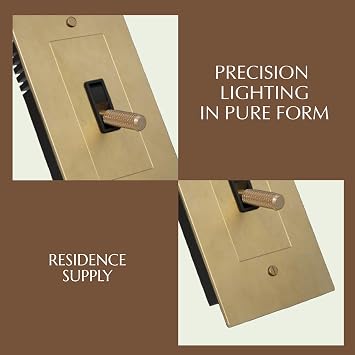 Residence Supply Brass Toggle Light Switch - 120 VAC - Retro Light Switch Cover Plate - Polished Antique Brass Wall Plate with Solid Lever - Decorative Light Switch for Historical Homes - UL Listed