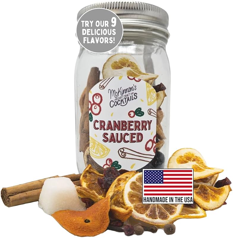 McKinnon’s Dry Craft Cocktails Dehydrated Fruits and Herbs, DIY Mixology, Infusion Kit, Mason Jar Serves 8 – 16 Drinks (Cranberry Sauced, 1 Jar)