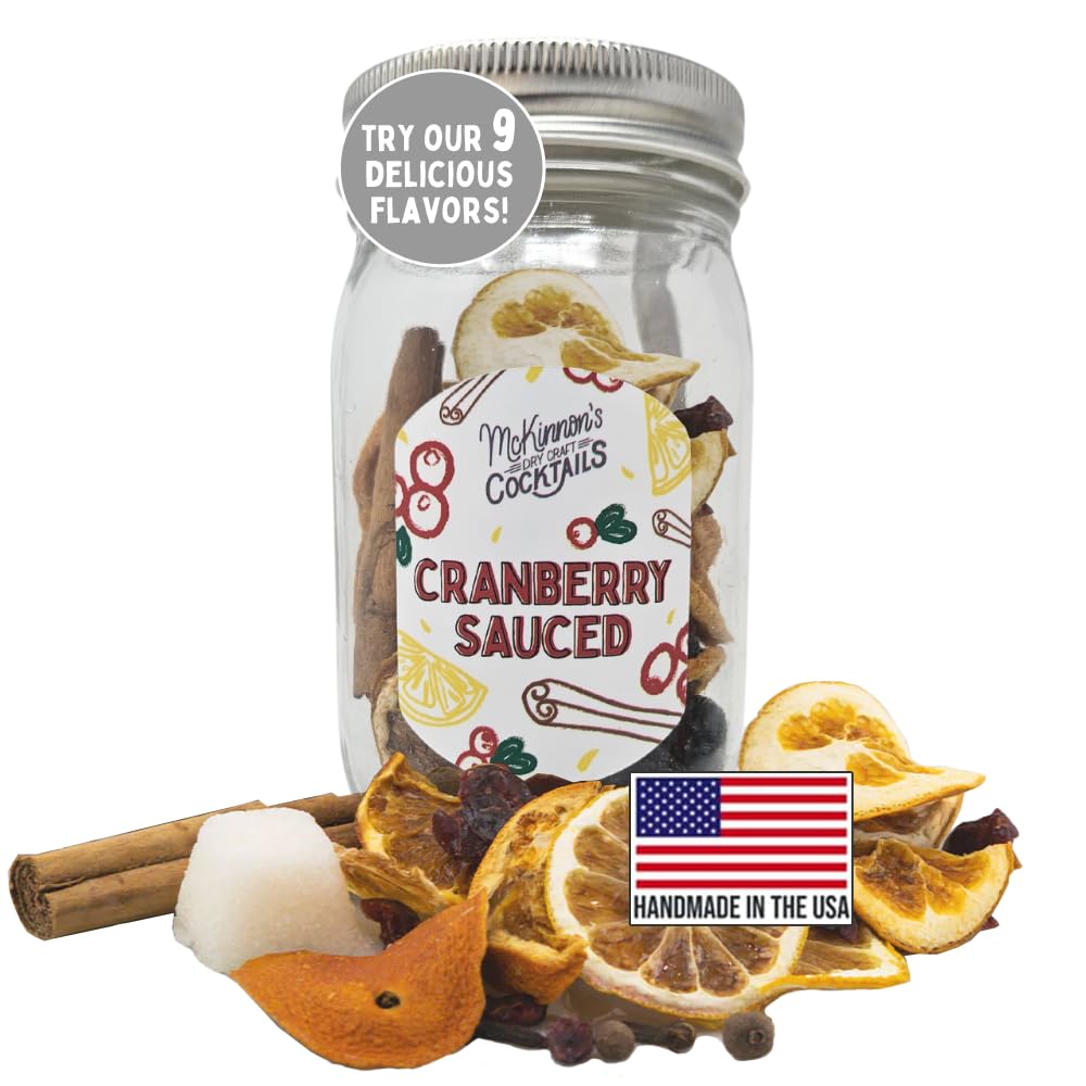 McKinnon’s Dry Craft Cocktails Dehydrated Fruits and Herbs, DIY Mixology, Infusion Kit, Mason Jar Serves 8 – 16 Drinks (Cranberry Sauced, 1 Jar)