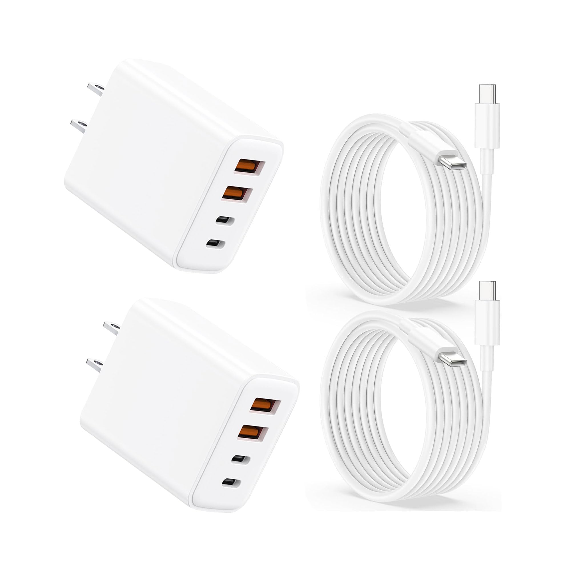 USB c Charger Wall Charging Adapter USB Charger Block Multiple Ports with C to C Cables for iPhone
