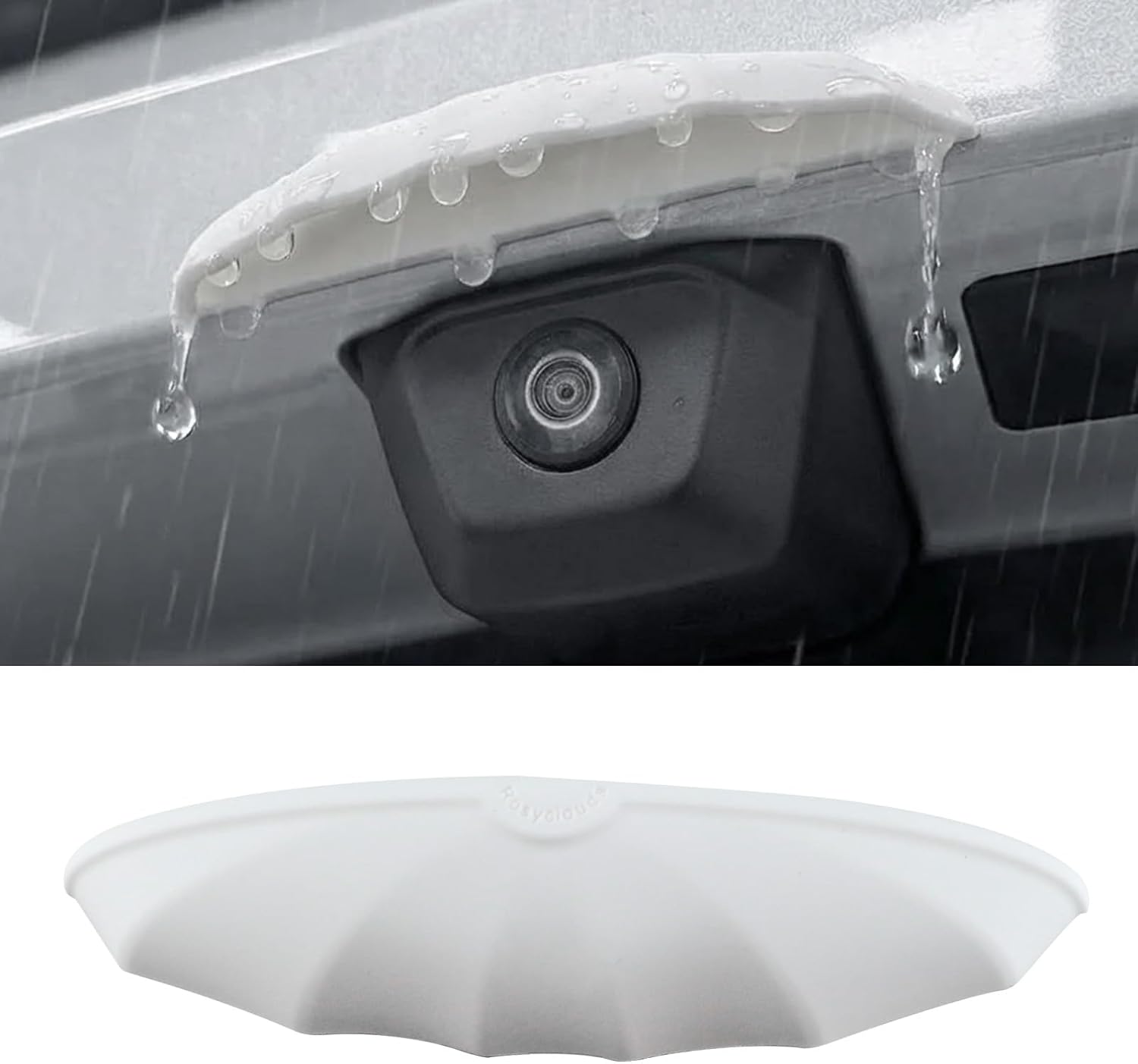 Car Rear View Backup Camera Cover, Silicone Reverse Camera Anti-Rain Protection Cover, Self Adhesive Vehicle Back Up Cam Rain Shield Protective Sticker Guard, Car Accessories (White)