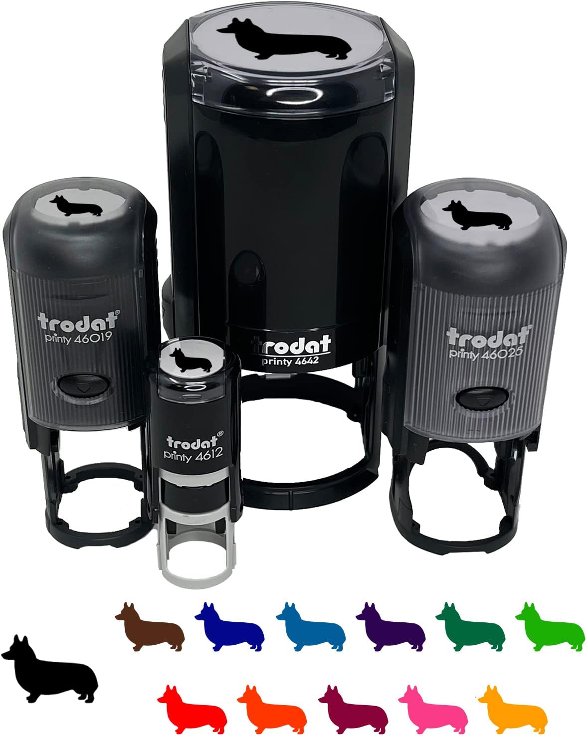 Pembroke Welsh Corgi Dog Solid Self-Inking Rubber Stamp Ink Stamper for Stamping Crafting Planners - 1-1/2 Inch Large - Black Ink