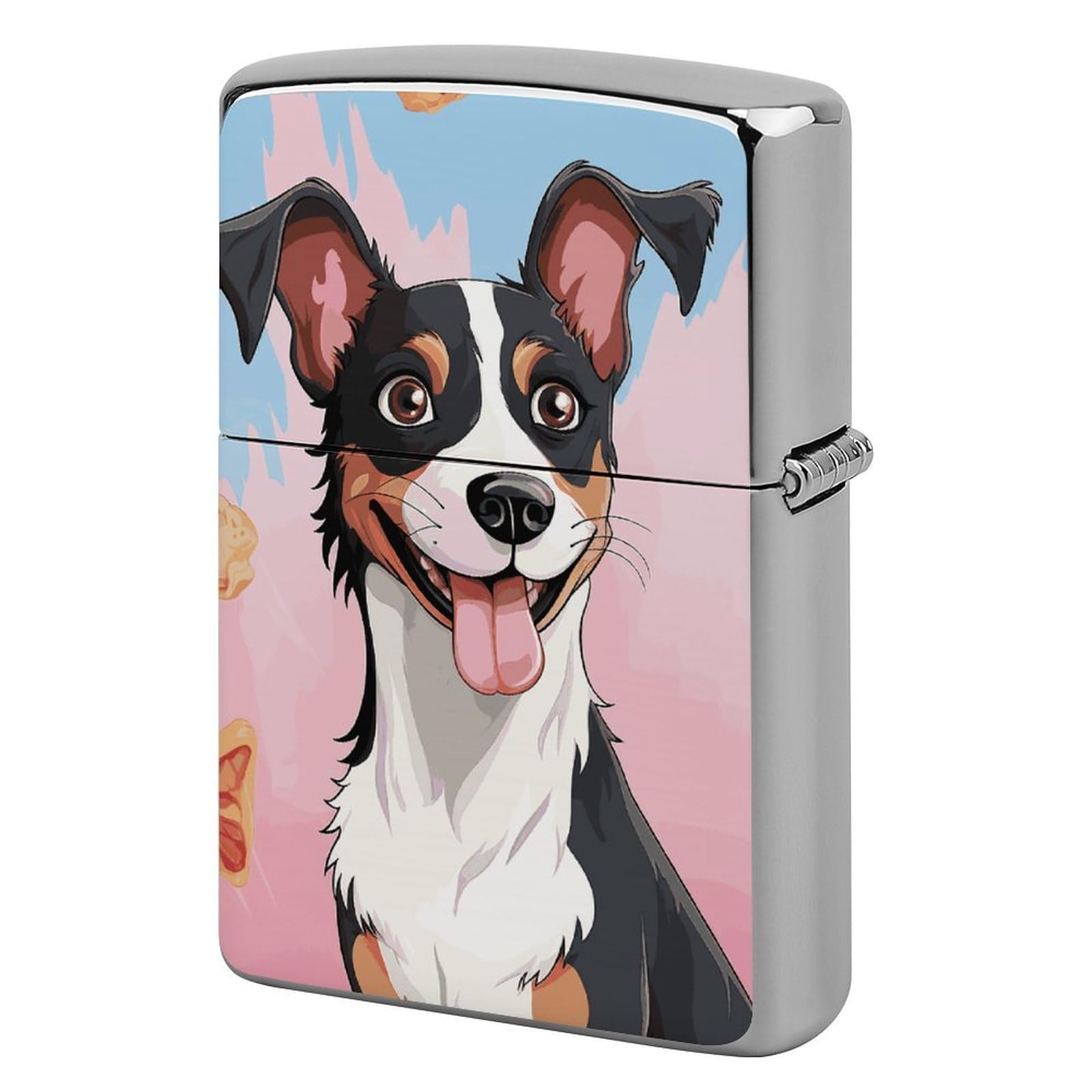 Rat Terrier Dog Lighter Case Cover Vintage Metal Lighter Sleeve Reusable Lighter Protective Cover Decorative Lighter Holder Birthday Gifts for Men Women