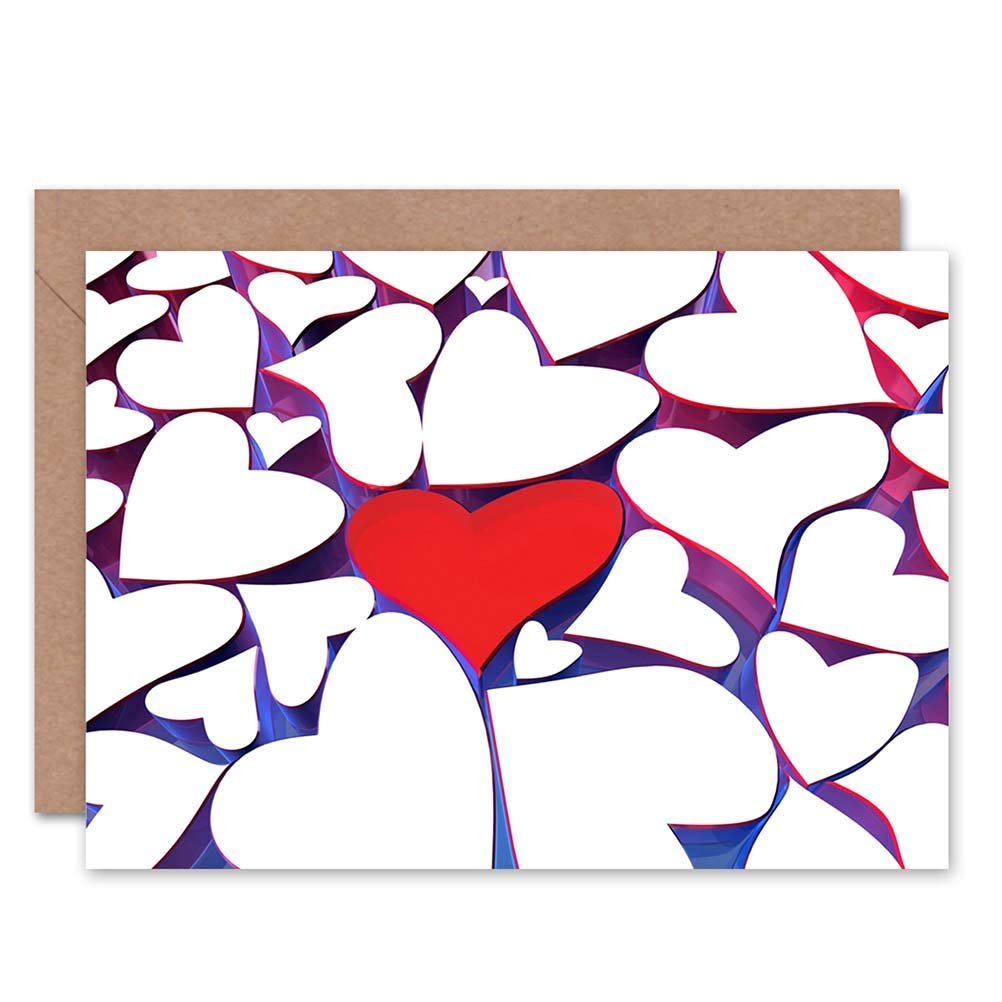 Love Heart Illustration Pattern Blank Greeting Card With Envelope