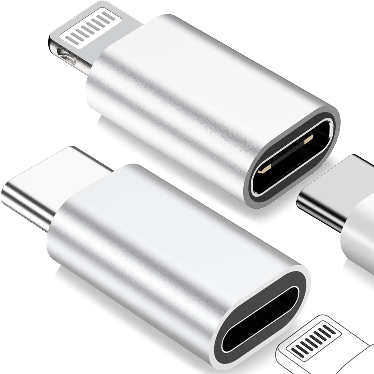 Apple (2 Pack) USB C to Ligtning Adapter,Support 27W Fast Charging & Data Sync & Ligtning to USB-C Adapter for Phone 16/15 Pro Max Plus/14/13/12/11,for iPad,Airpods/Samsung,Galaxy Buds(Multicolor)-image-42