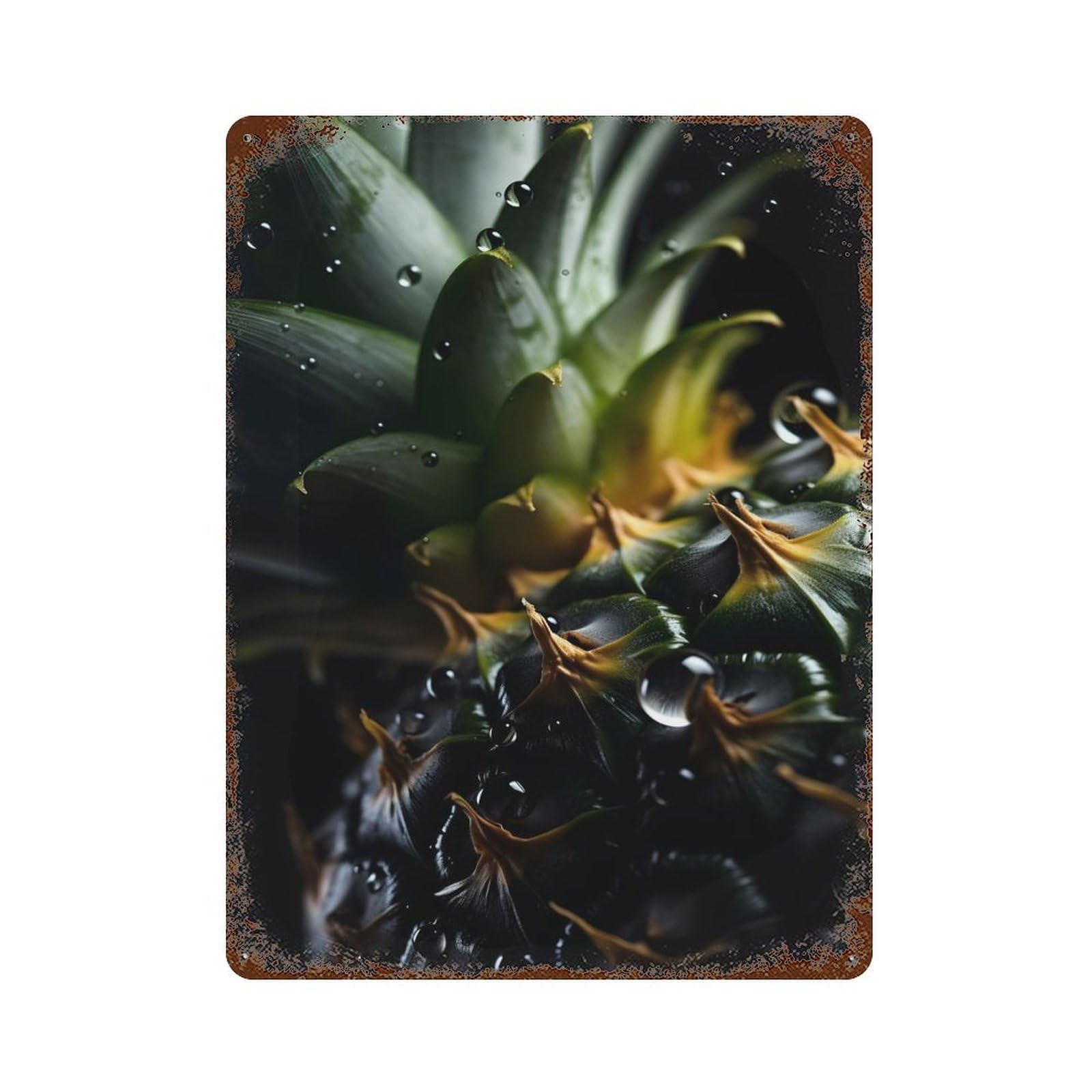 Garage Style Pineapple Rustic Tin Plaque 15.7"x11.8", Classic Wall Plaque for Bar And Workshop