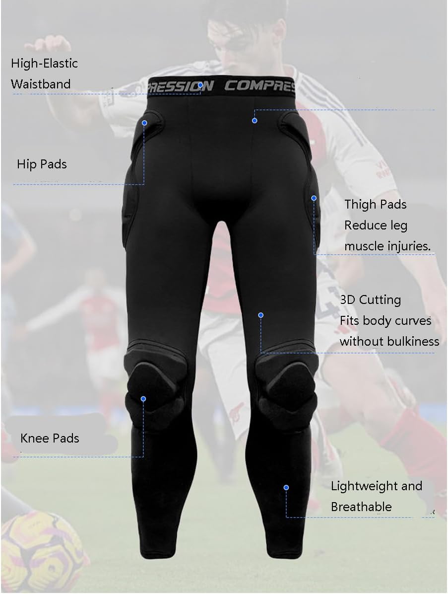 Body Safe Guard Padded Compression Shirt Pants Men's Goalkeeper Shirt Padded Football Protective Gear
