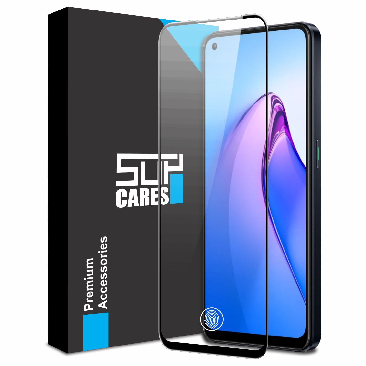 SupCares Tempered Glass for Oppo Reno8 (6.43 Inch) With Installation Kit | 9H Edge to Edge Screen Protector | Black