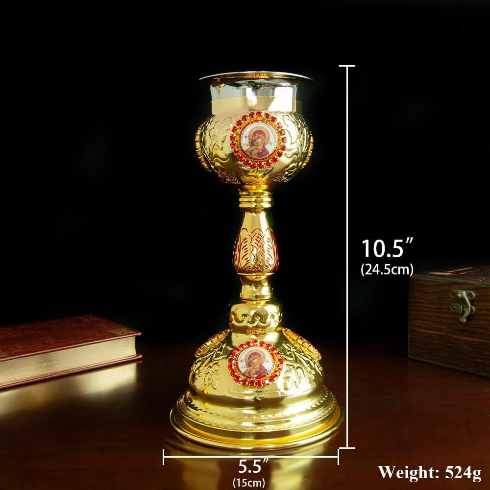 Orthodox Chalice Premium Zinc Alloy Chalices with Exquisite Religious Motifs for Religious Ceremonies and Home Decor (Z544-2)