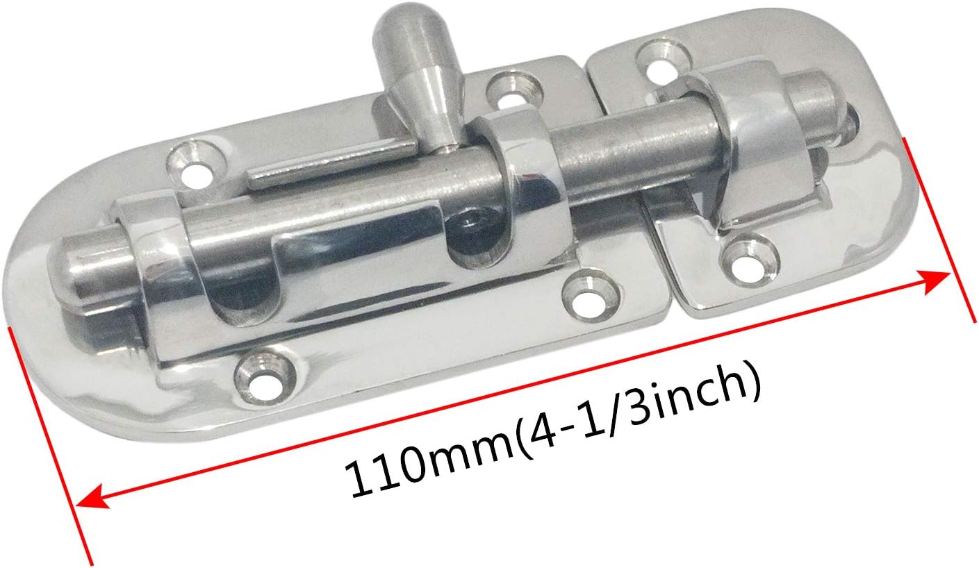 NRC&XRC Marine 316 Stainless Steel Heavy Duty 4-1/3" Long Locker Latch Slide Barrel Bolt for Marine Boat Window/Door/Hatch