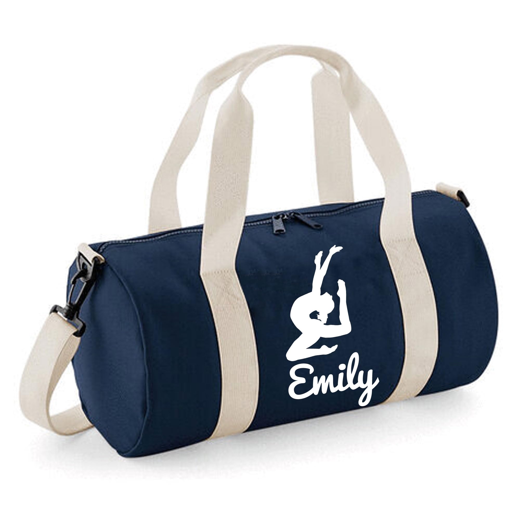 Personalised Gymnastics Bag Girls Dance Bags for Girls Kids Gym Bag Perfect Gymnastics Gifts & Sports Equipment Storage 20x20x40cm 12L Stretch Design Barrel Bag for Gymnastics Navy