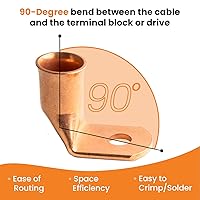 Vista 47 de SELTERM - 2 terminales de anillo resistentes para cable de batería, calibre 4 AWG, pernos de 3/8 pulgadas, terminales de calibre 4, ojales de cobre