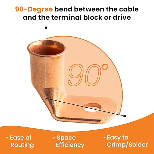 Miniatura 47 de SELTERM - 2 terminales de anillo resistentes para cable de batería, calibre 4 AWG, pernos de 3/8 pulgadas, terminales de calibre 4, ojales de cobre