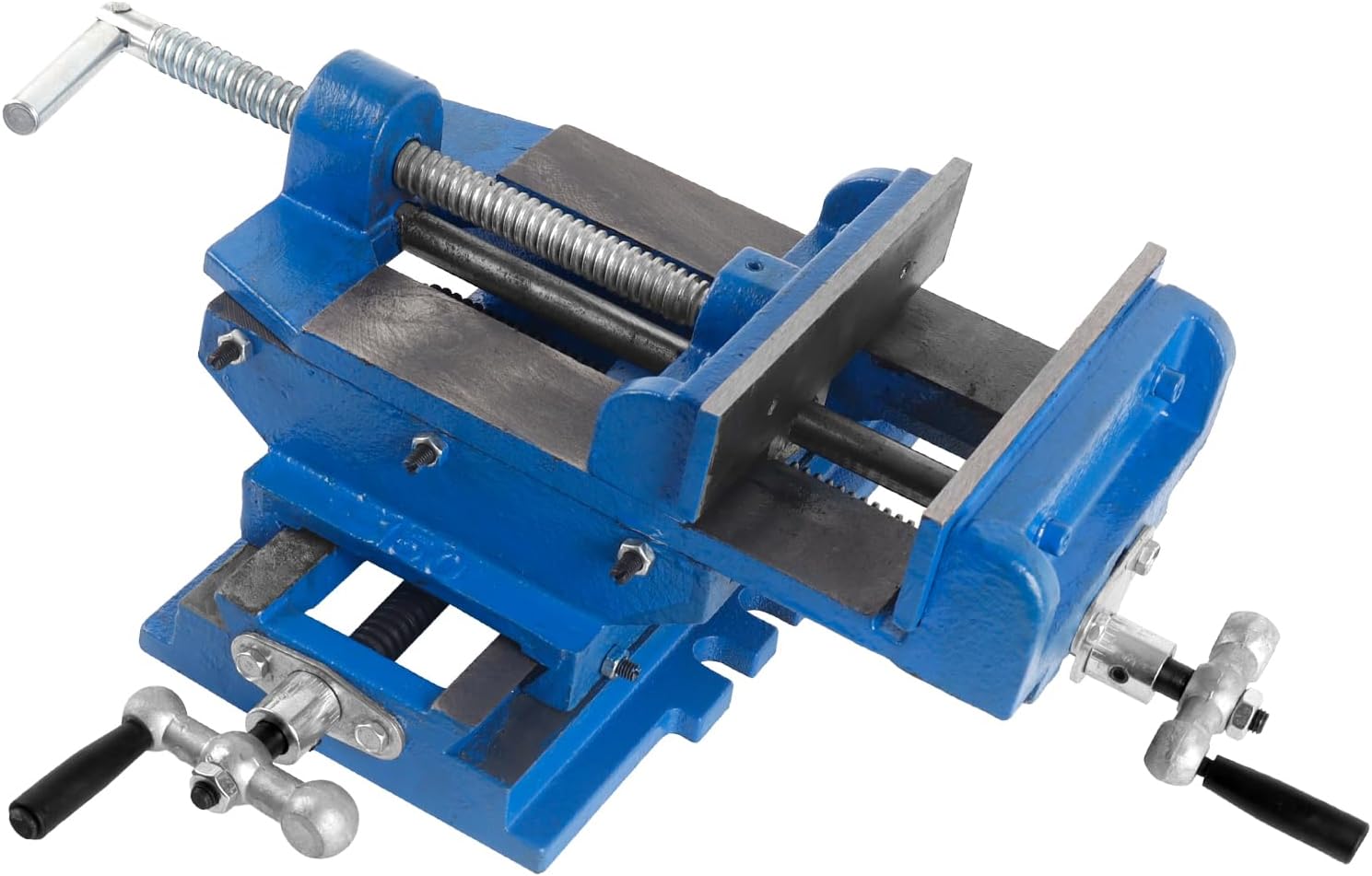 Iron Cross Slide Drill Press Vise 6 Inch, 12" X 6" X 6" Cross Slide Vise For Mill And Drill Press, 9.4" X Axis Travel 8.0" Y Axis Travel Drill Press Vice for Drilling, Pipe Cutting, Blue