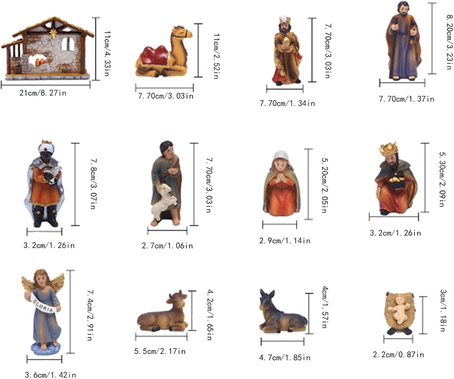 Resin Nativity Figurines Set Traditional Xmas Family Display Decoration