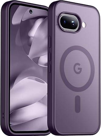 حافظة SPIDERCASE مغناطيسية لهاتف Google Pixel 9A، حماية عسكرية من السقوط، حافظة هاتف رفيعة وشفافة وغير لامعة مقاومة للصدمات ومضادة لبصمات الأصابع لهاتف Pixel 9A، أرجواني داكن