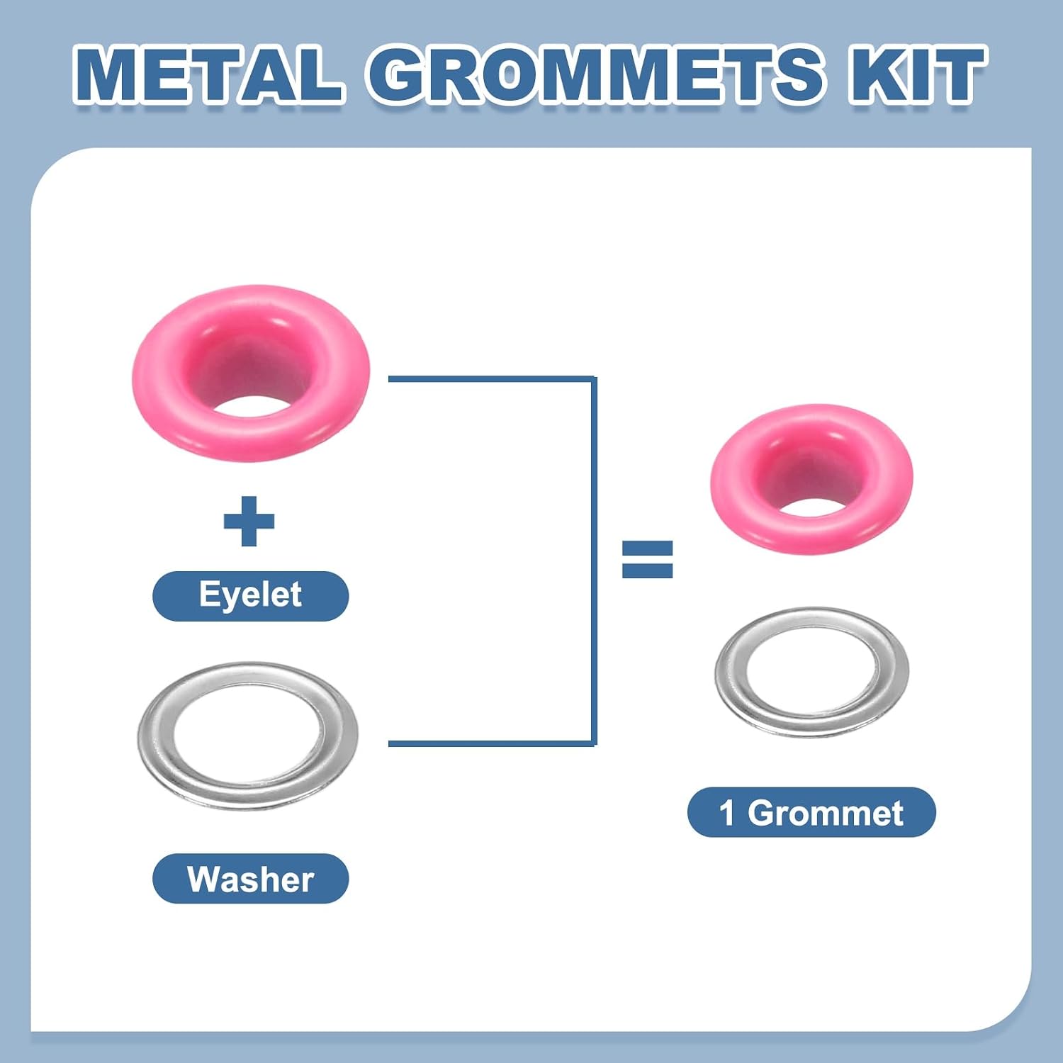 uxcell 110 Pcs Colored Grommets Eyelets with Washers, 3/16"(5mm) Colorful Grommets Kit Small Round Grommet Eyelets for Clothes Leather Belts Shoes DIY Supplies Accessories, Rose Red image 3