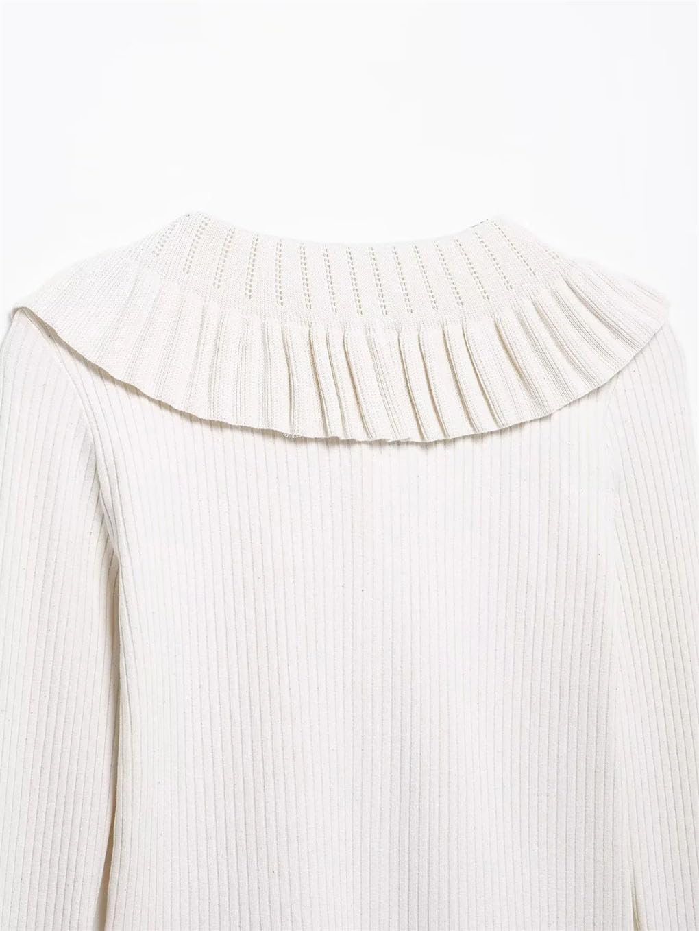Women’S Sweet Lapel Slimming Knitted Cardigan with Black Lace-Up Decoration Sweater Coat