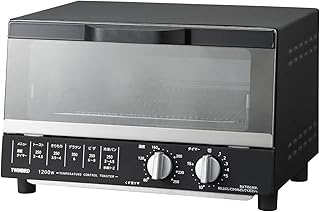 ツインバード オーブントースター 4枚焼き 1200W 温度調整機能 15分タイマー 広々庫内 天板付 ミラーガラス ブラック TS-4185B