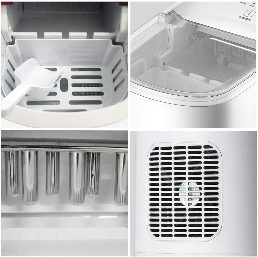 Ice Maker 15kg 24 Hours, Ice Cube M Cube Maker LED Display, Ice Cube Machine 9 Ice Cubes Ready 610 Minutes 2 Sizes 2L (Red) (White) (White)