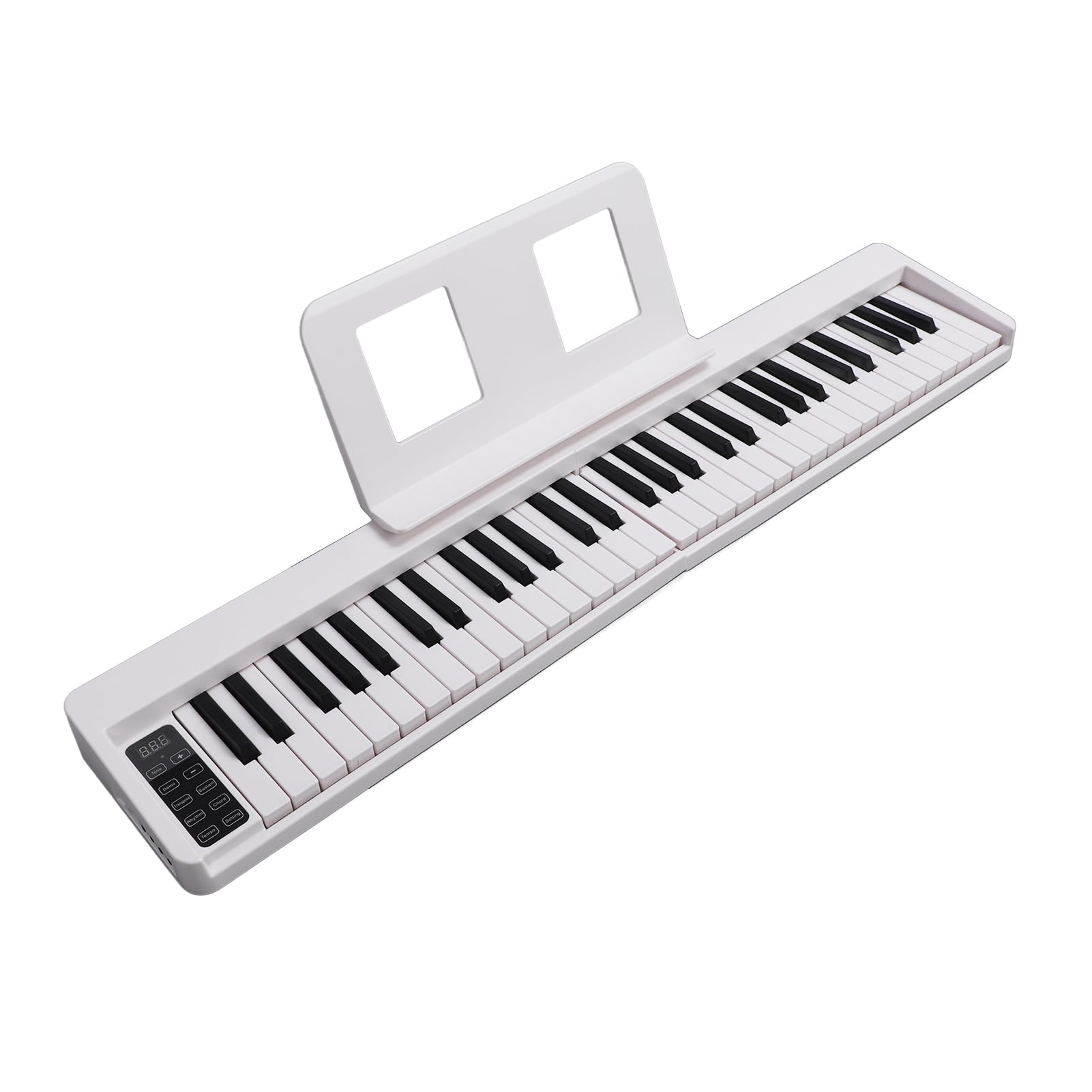 Pianino Elektroniczne 61 Klawiszy, Przenośna Składana Klawiatura Fortepianowa dla Początkujących (WHITE)