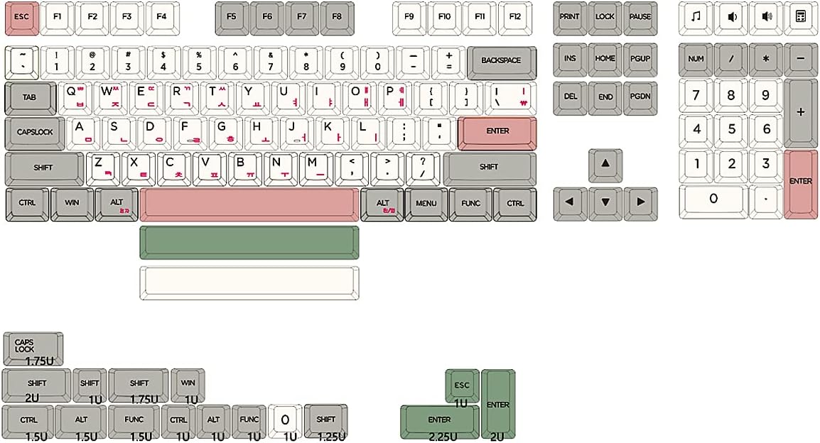 KPREPUBLIC XDA V2 9009 Beige Grey Dye Sub Keycap Set Thick PBT for Keyboard gh60 Poker 87 tkl 104 ansi xd64 bm60 xd68 bm65 bm68 Japanese (XDA V2 9009 Set EN x1)