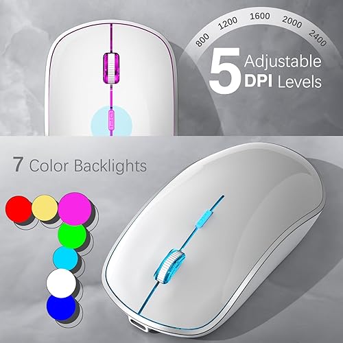 Miniatura 3 de J JOYACCESS Combo de teclado y mouse inalámbricos con 7 opciones retroiluminadas, teclas de luz silenciosas, recargable tipo C, modo de suspensión,