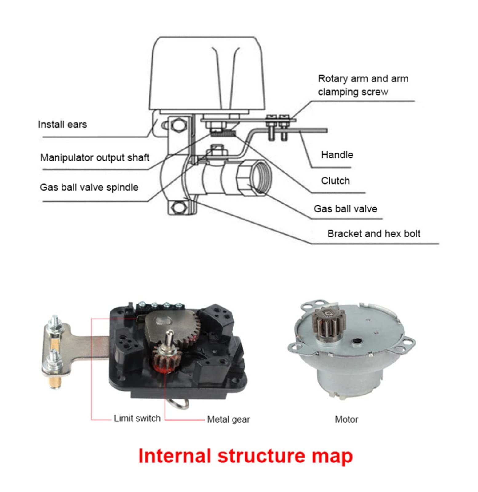Válvula de agua inteligente Zigbee Smart Faucet interruptor de válvula de agua/Gas controlador inalámbrico Pipe Robot APP Control remoto compatible con Control inalámbrico inteligente Ambientes humani