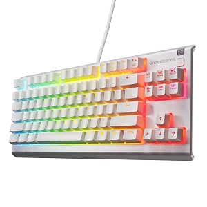 SteelSeries Apex 3 TKL White RGB Gaming Keyboard Tenkeyless Compact Form Factor 8-Zone RGB Illumination Water and Dust