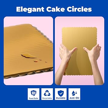 Fit Meal Prep [20 Pack] 14x10 Cake Board Rectangle Gold Cardboard Cake Boards, Quarter Sheet Disposable, Pizza, Desserts and Pastries Food Bottoms, Grease Proof and Moisture Resistant