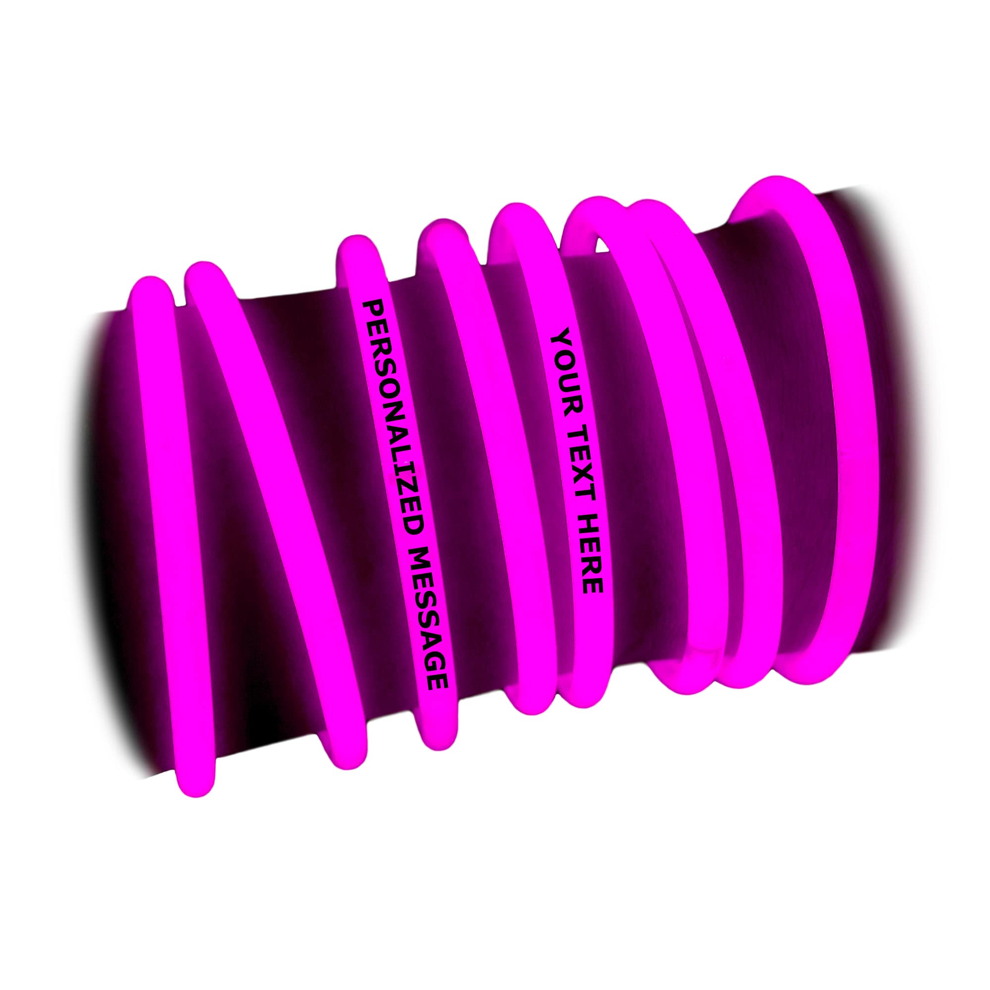 50 x Personalized 8'' Glow Bracelets Light Sticks, Wedding & Birthday Party Favors, Imprinted w/YOUR MESSAGE (007 Pink)