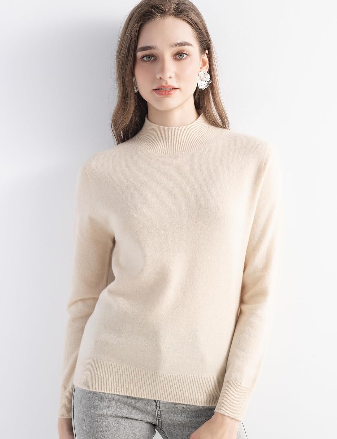 Chanyarn Women's 100% Pure Cashmere Sweater Mock Neck Long Sleeve Warm Leisure 2025 Fall Winter Knit Pullover - Image 5