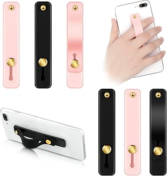 Weewooday 6 Pieces Phone Finger Strap Grip,Black, Pink,Classic