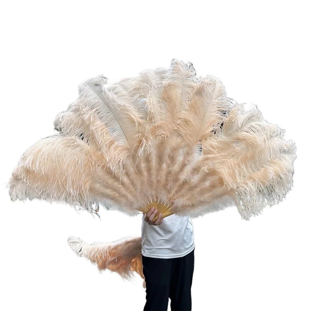 CIGPKLO Feather Dance Fan Big Feathers Fan 13Bone 100CM 130CM Hands Held Folding For Party Carnival Dance Performance Decoration
