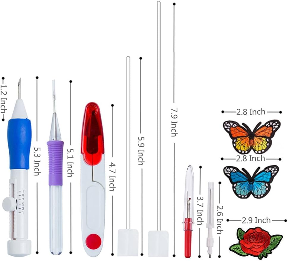 Magic Embroidery Pen Punch Needle,Embroidery Pen Set,Embroidery Patterns Punch Needle Kit Craft Tool,Including 100 Color Threads for DIY Threaders Sewing Knitting