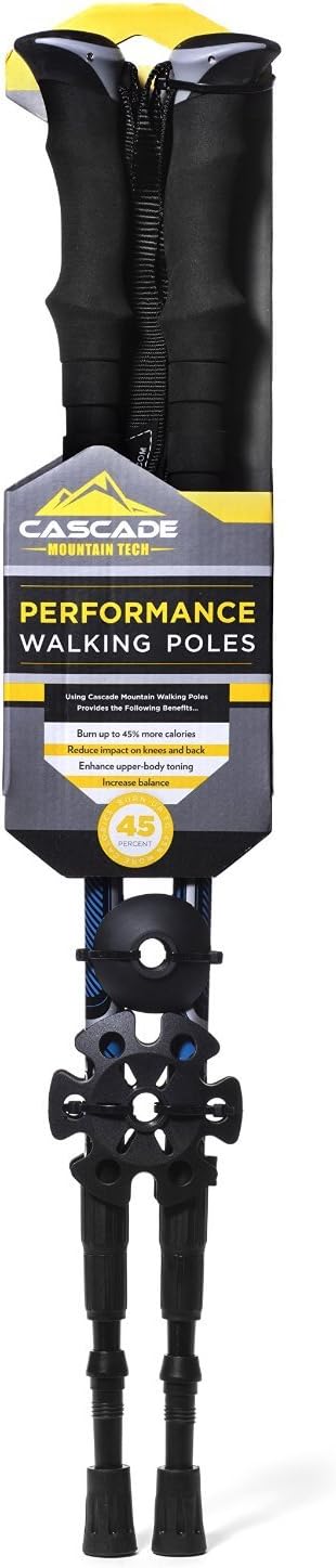 Cascade Mountain Tech Trekking Poles - Aluminum Walking Sticks with Adjustable Twist Locks Expandable to 54" (Set of 2) : Sports & Outdoors